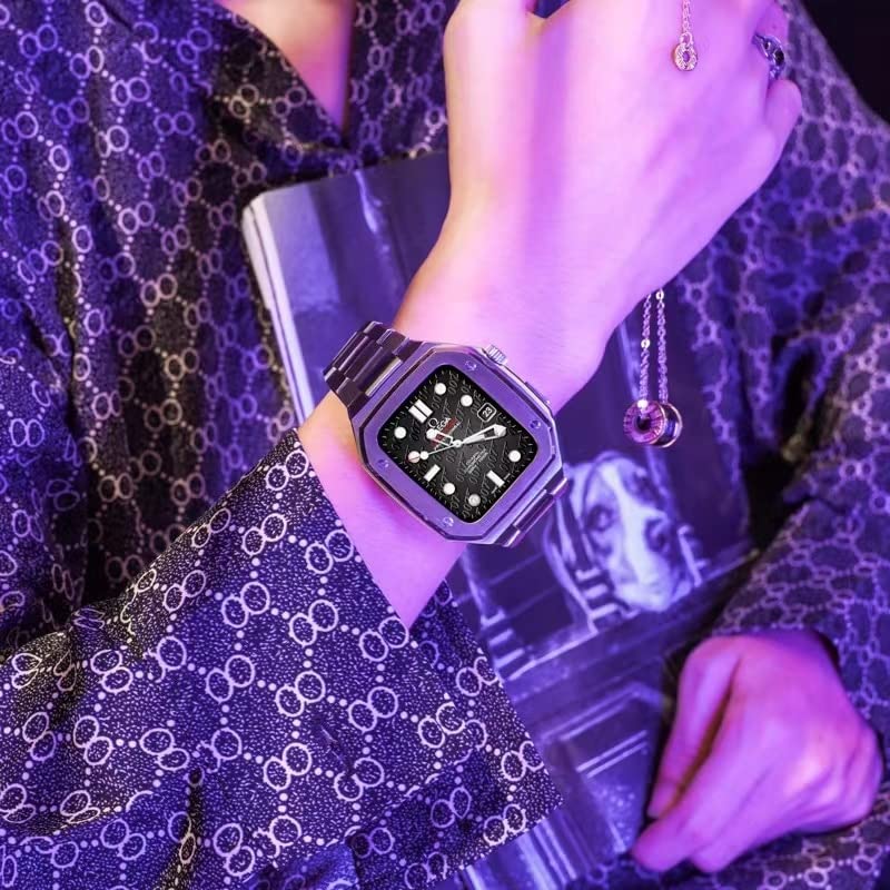 Kit de modification Apple Watch 45mm finition luxe en acier inoxydable brossé