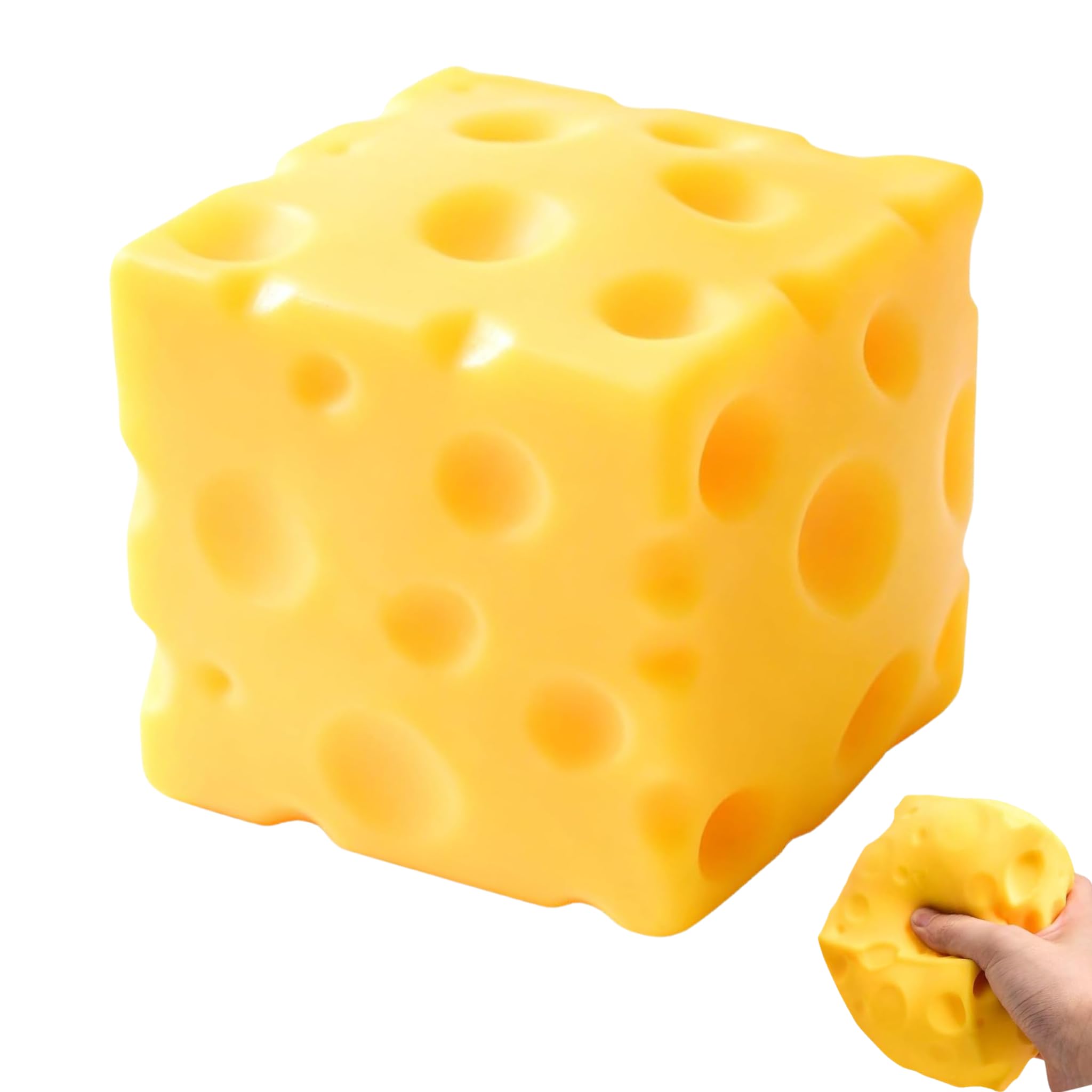 10CM Giant Cheese Squishy Sugar Cube Squeeze Sensory Toy,Soft Cute Squeeze Stress Ball Toy,Cheese Squishy Jumbo,Anxiety Relief Fidget Toy Sensory Toys for Adults & Kids