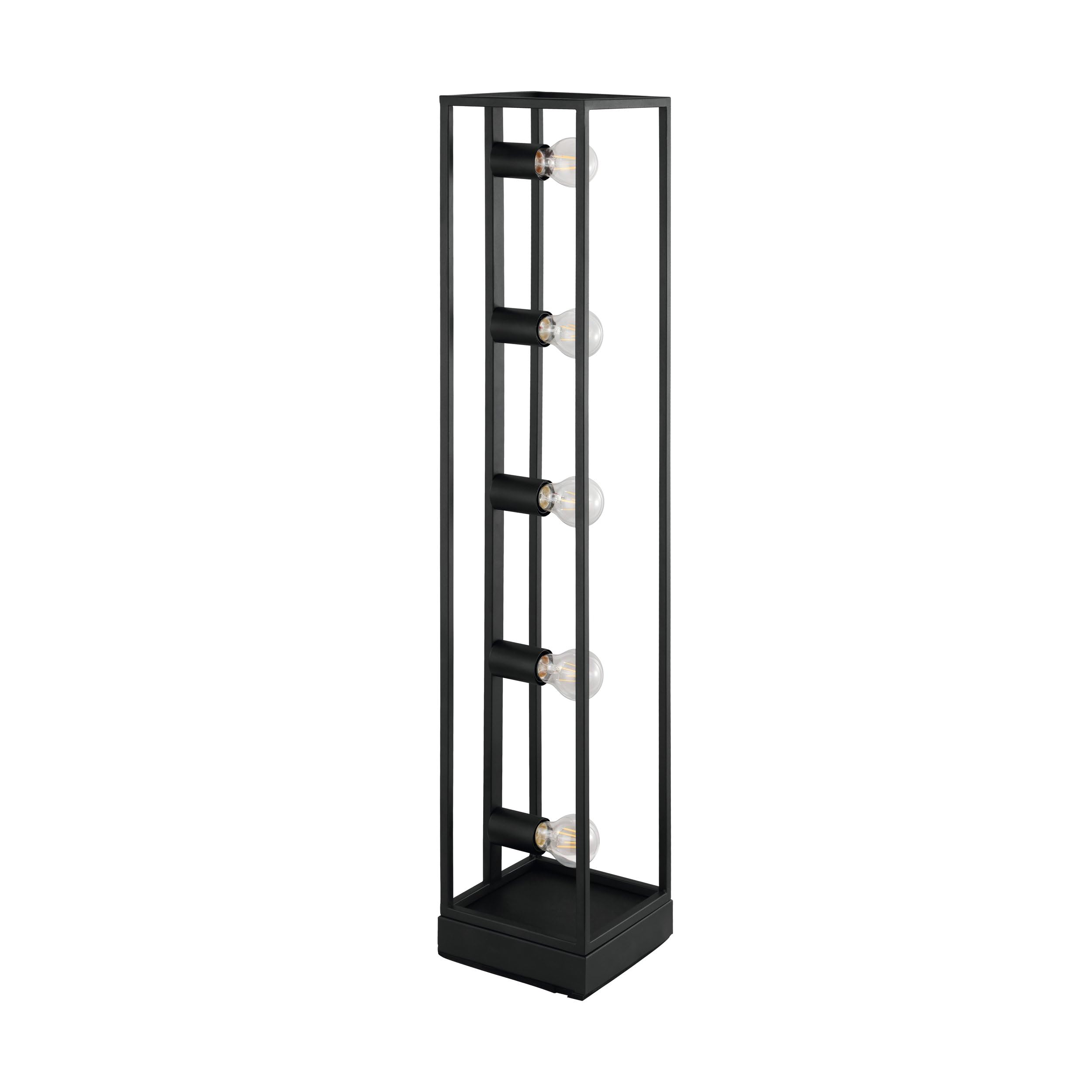 Eglo Floor lamp Eldrick, Rectangular Vintage floorlamp for Living Room, Industrial Design Standing Light, Black Metal, E27 Socket, H 100 cm — image 1