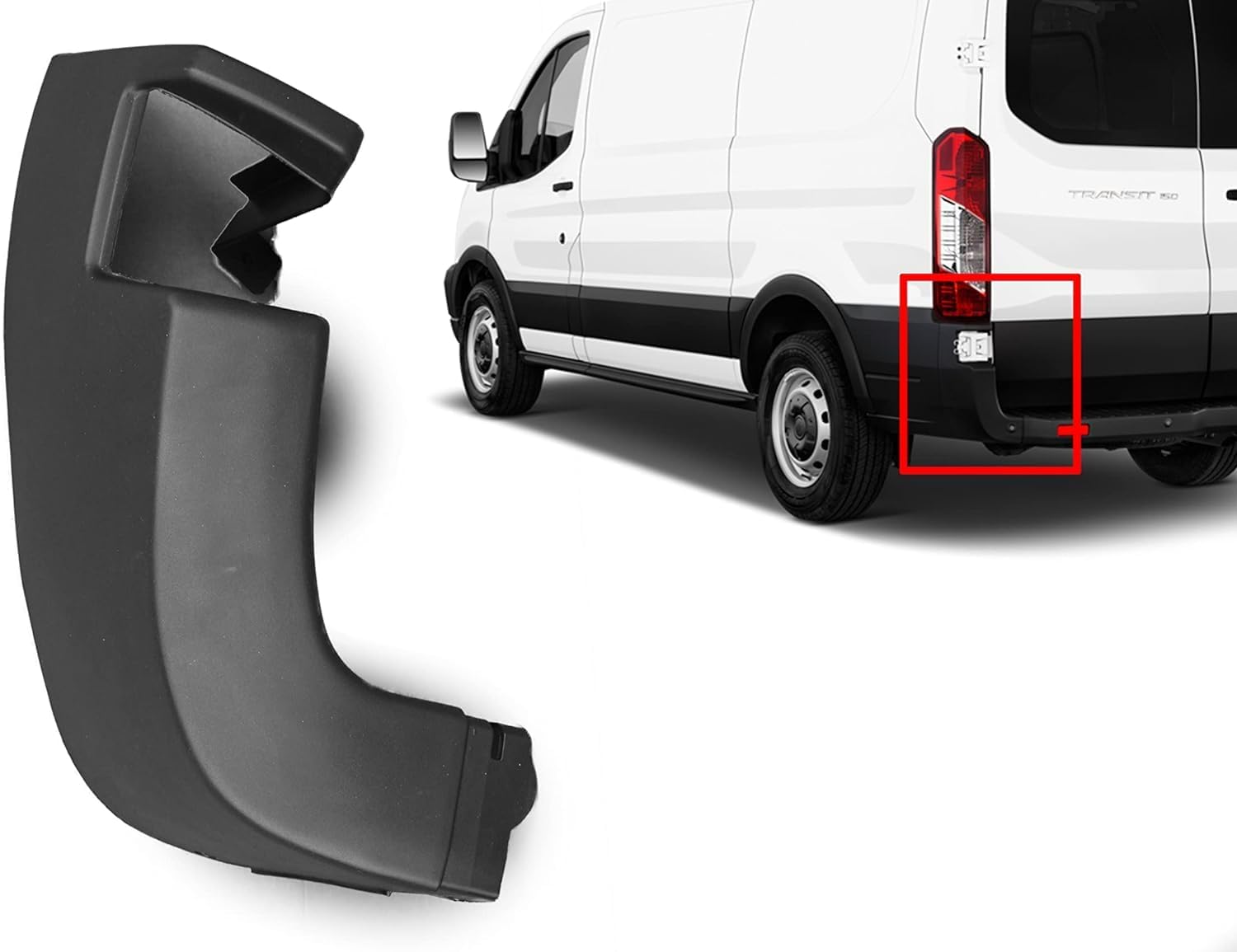 REPLACEMENT FOR FORD TRANSIT 2015-2024 REAR BUMPER CORNER COVER TRIM 150 250 350 (LEFT DRIVER SIDE)