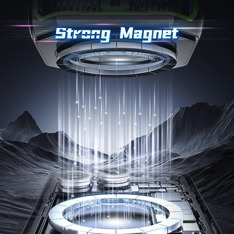 Image of Phone Cooler with AI Cooling Mode, RGB Lighting, Real-Time Temperature and Power Display, Strong Magnet and Clip Mount, Ultra-Quiet Fan (JS86)