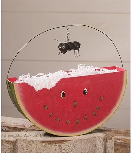 Bethany Lowe Hello Summer - Cesta de cubo de picnic para decoración facial de sandía