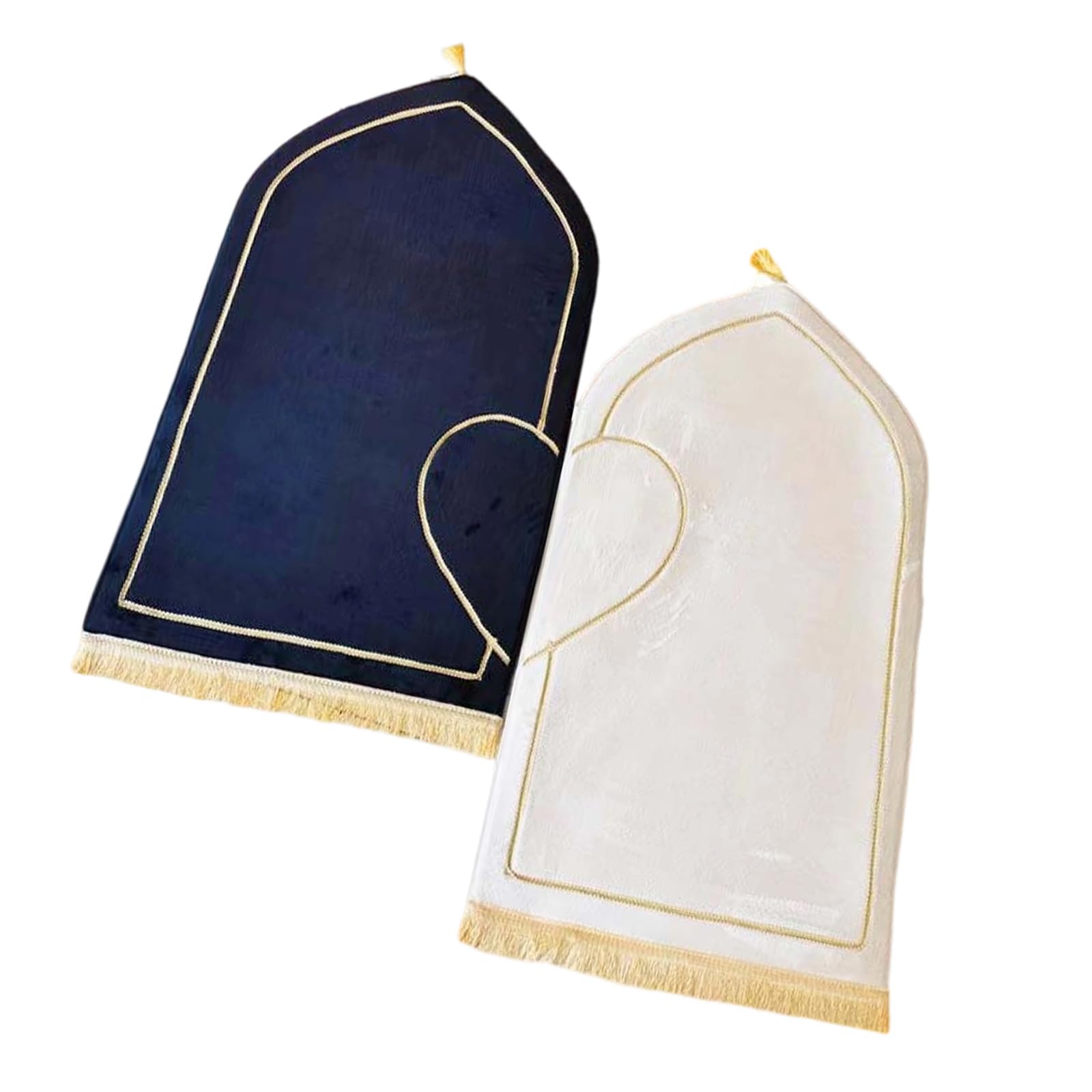 Lot de 2 tapis de prière musulmanes en flanelle épaisse avec motif demi-cœur pour couple