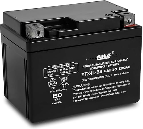 Batería YTX4L-BS, 12V 3AH 50 CCA de alto rendimiento Power Sport Batería de la motocicleta por Casil