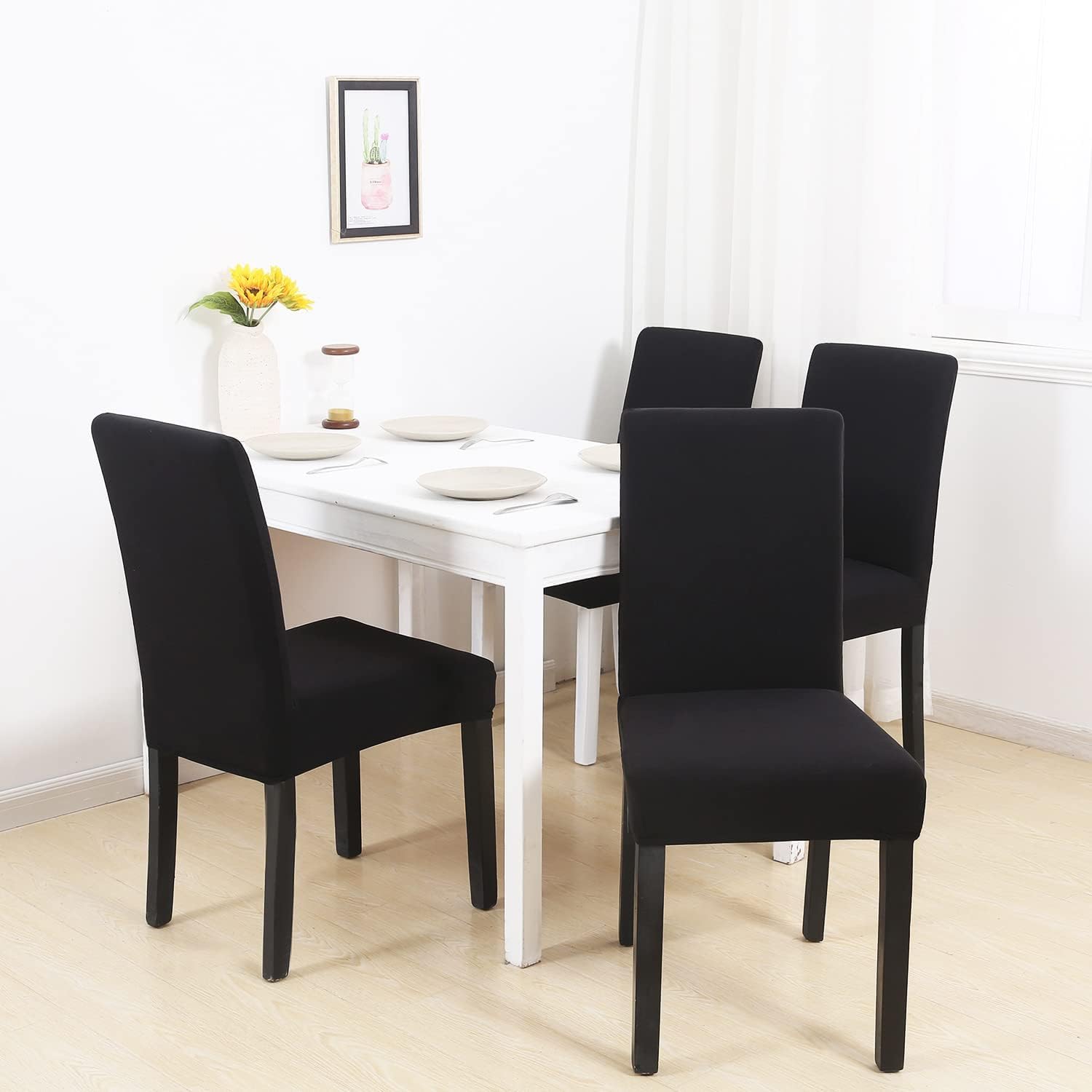TOMMO Dining Room Chair Covers Set of 4, Stretch Removable Washable Spandex Dining Chair Slipcovers Protectors - Image 2
