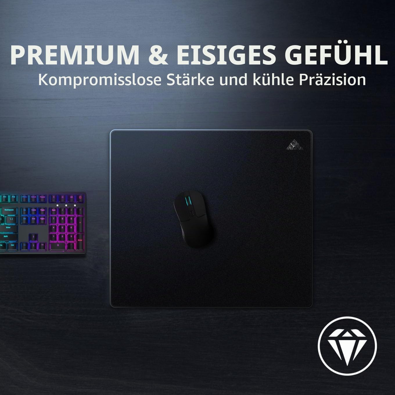 Glas Mauspad Gaming,450 * 400mm XL Mouse pad Gaming-Ultraglatte Oberfläche, geräuschminderndes Design, stoß- und Kratzfest-Schwarz