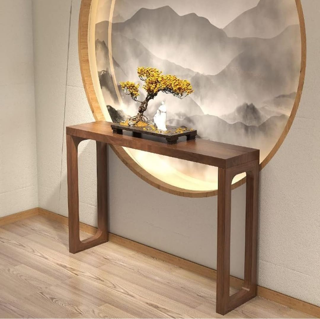 Jdav Modern Console Table, Solid Wood, 120 cm Length, 85 cm Height, Brown (100 * 30 * 85) 2