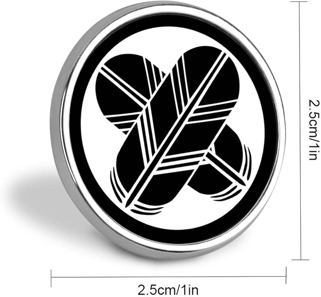 Amazon.co.jp: バッジ 円形 戦国武将 家紋 浅野長政 丸に違い鷹の羽