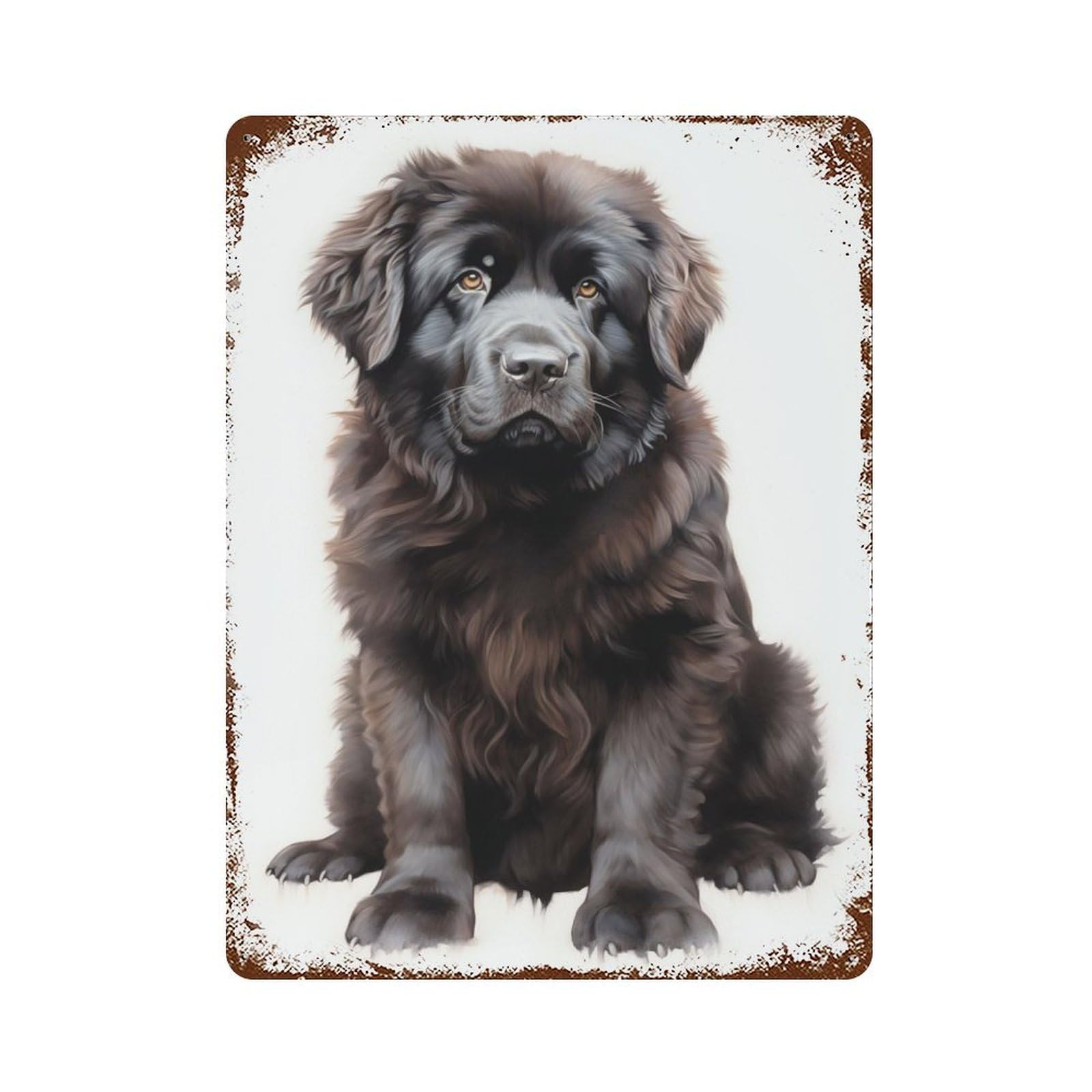 Newfoundland Dog Rusty Metal Tin Sign 15.7"x11.8", Ideal for Farmhouse, Kitchen And Entryway Decor