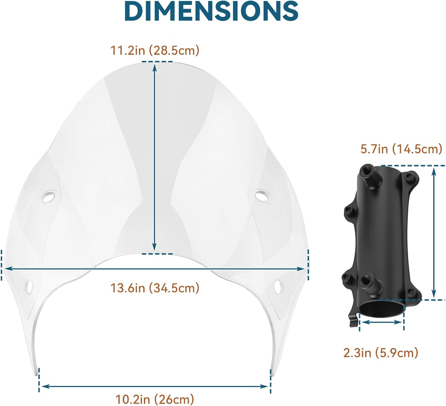 Motorcycle Windshield for Vulcan, Wind Spliter, Round Windscreen Windshield Compatible with Kawasaki Vulcan S 650 VN650 Cafe SE 650 2015-2024 (Transparent)