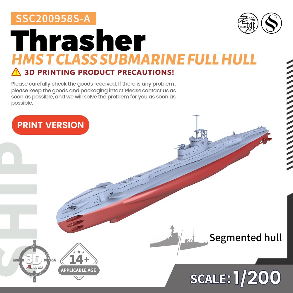 MRY-SFW SSC200958S-A 1/200 zestaw do budowy modelu wojskowego HMS Klasa T U-Boot Thrasher pełny kadłub segmentowy
