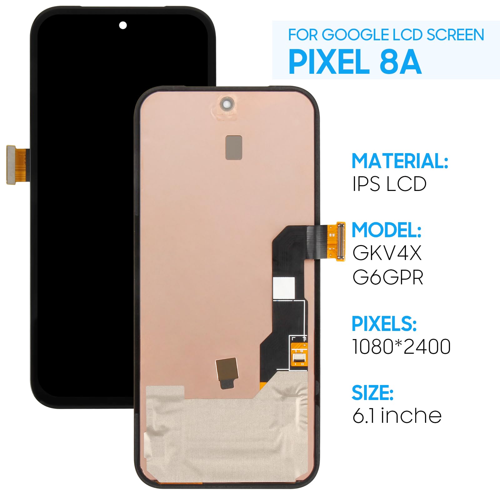 Amazon.com: Screen Replacement for Google Pixel 8A GKV4X, G6GPR