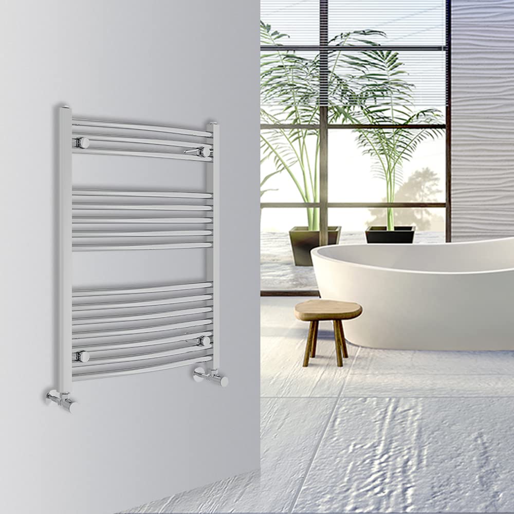 Warmehaus Chrome Curved Bathroom Heated Towel Rail Warmer Radiator Central Heating 800X600mm