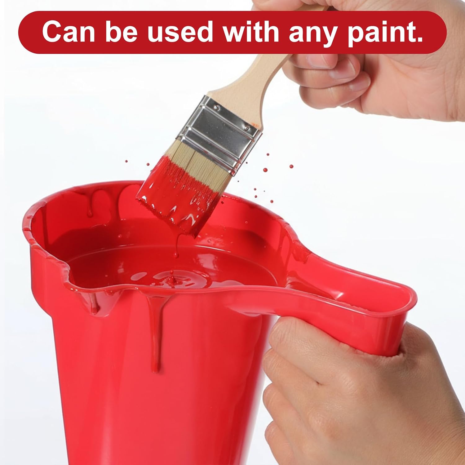 12 Pcs Red Paint Cups, 17 oz Hand Held Paint Bucket with Brush Holder and Grip, for Trim, Touch-ups, Decorations, and Small Projects