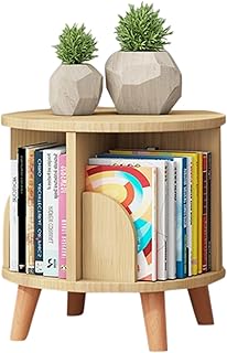 Futchoy Single Tier Rotating Bookshelf Floor Standing Bookcase Kids Wooden 360° Revolving Storage Rack Book Magazine Organizer for Living Room Home Office