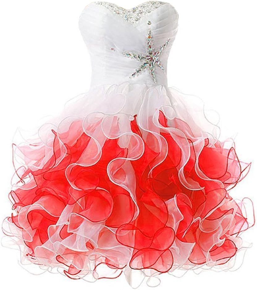 Kivary Short Beaded Little White Ball Gown Prom Homecoming Cocktail Dresses