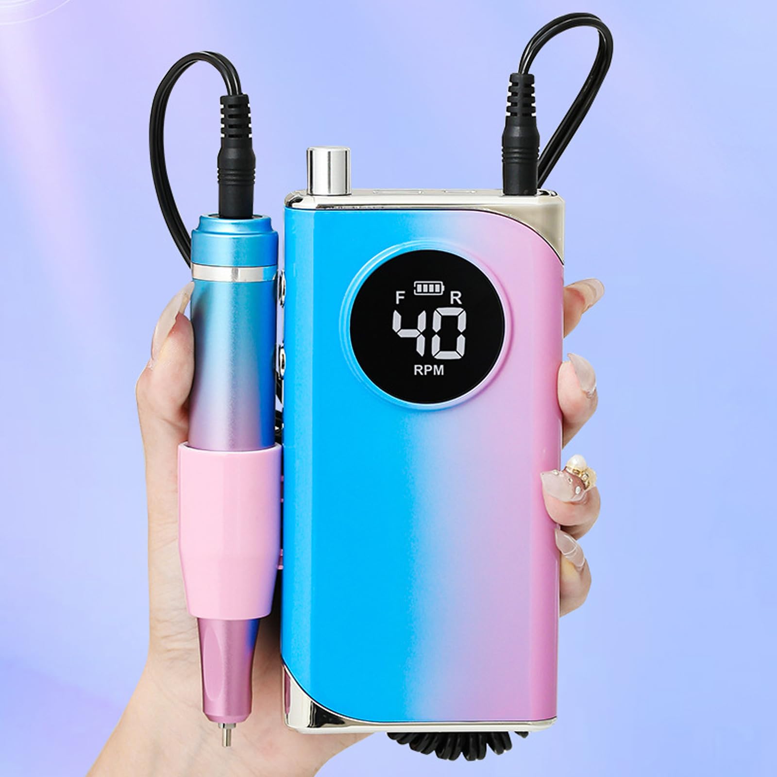 Taladro de uñas portátil 40000 RPM, máquina de eléctrica recargable E para pulido de gel acrílico y eliminación de kits electrónicos inalámbricos con puntas