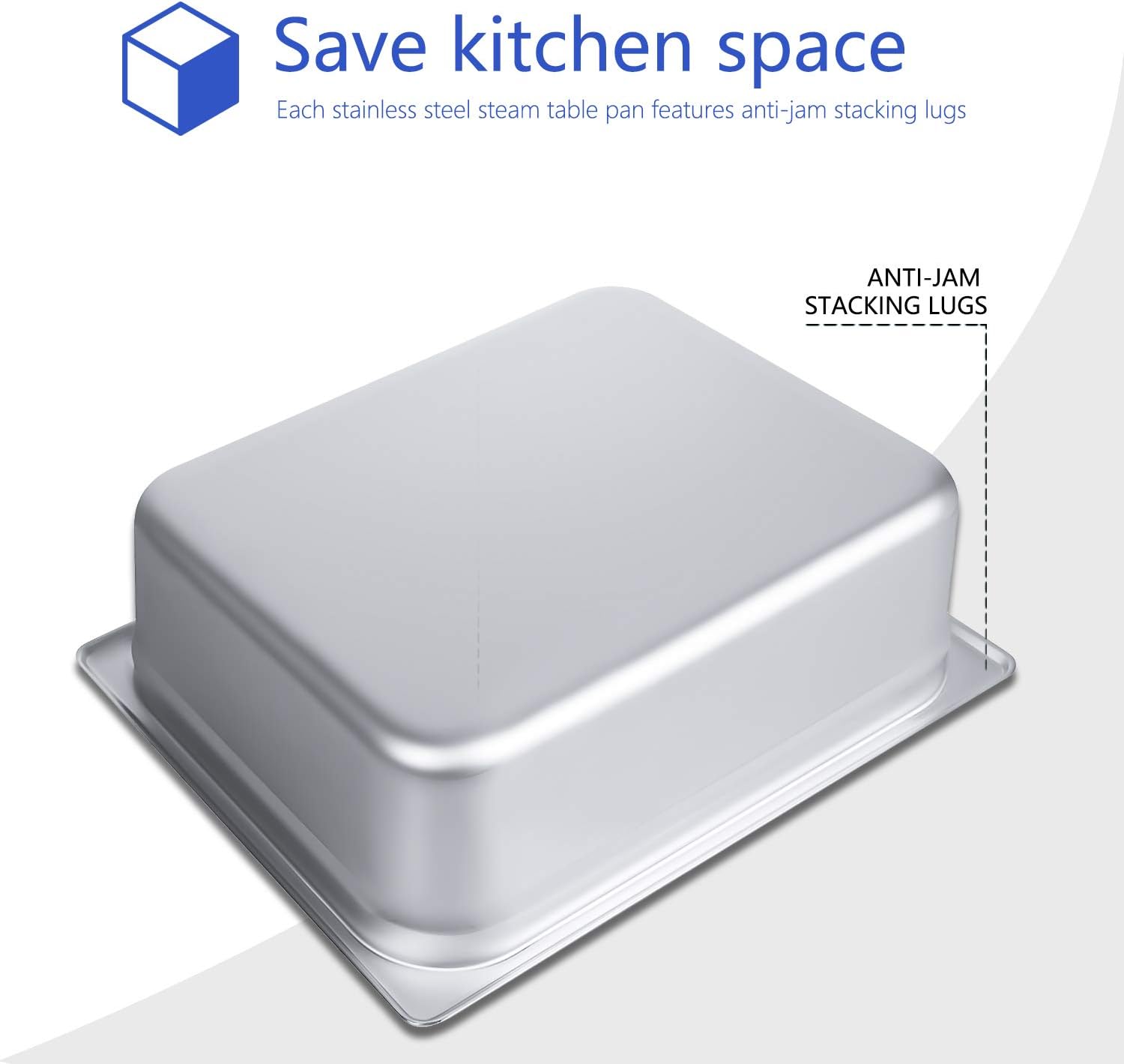 Suреr Chеар 🛒 4 Deep Steam Table Pan Half Size, Kitma 6 Quart Stainless Steel Anti-Jam Standard Weight Hotel GN Food Pans - NSF (12.8L x 10.43W) - 6 Pack