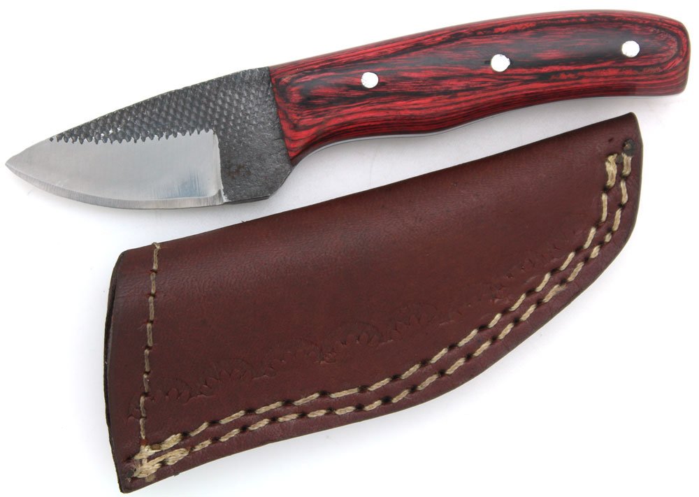 Wild Turkey Handmade Full Tang Real File Hunting Knife w/Leather Sheath Outdoors Hunting Camping Fishing Outdoors (SM-2)