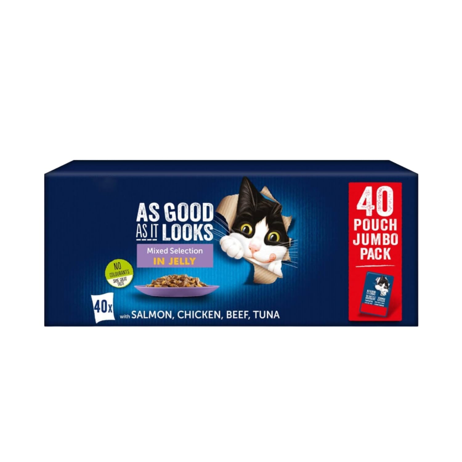 Fizporium Mixed Selection in Jelly Cat Food Pouches, Complete Wet Cat Food, Meat and Fish Variety in Jelly Multipack, 40 x 100g