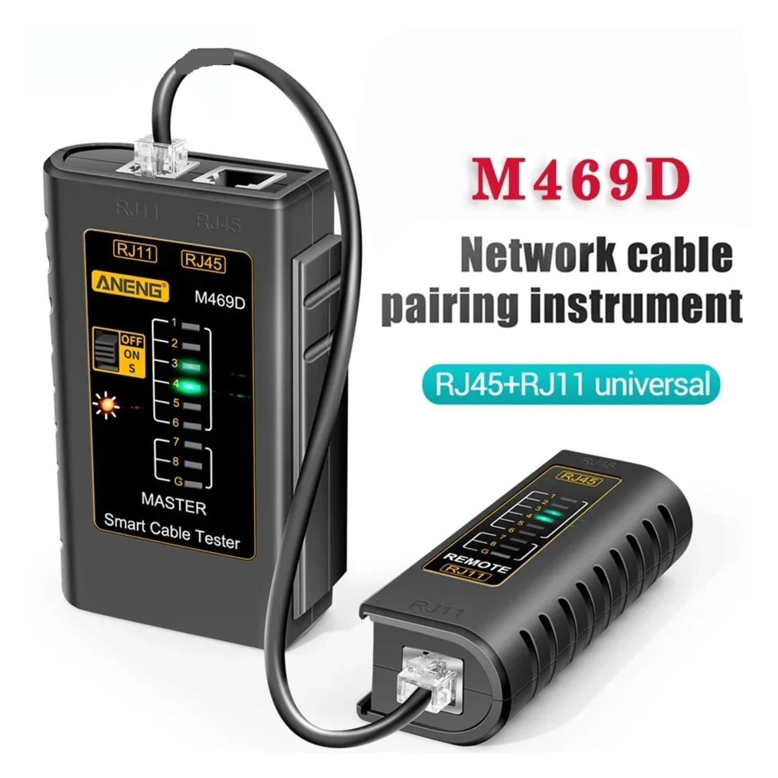 Tester Kabli LAN Tester Kabli Sieciowych Tester Kabli Narzędzia Sieciowe Konserwacja Sieci Lekki, PrzenośNy,(Black)