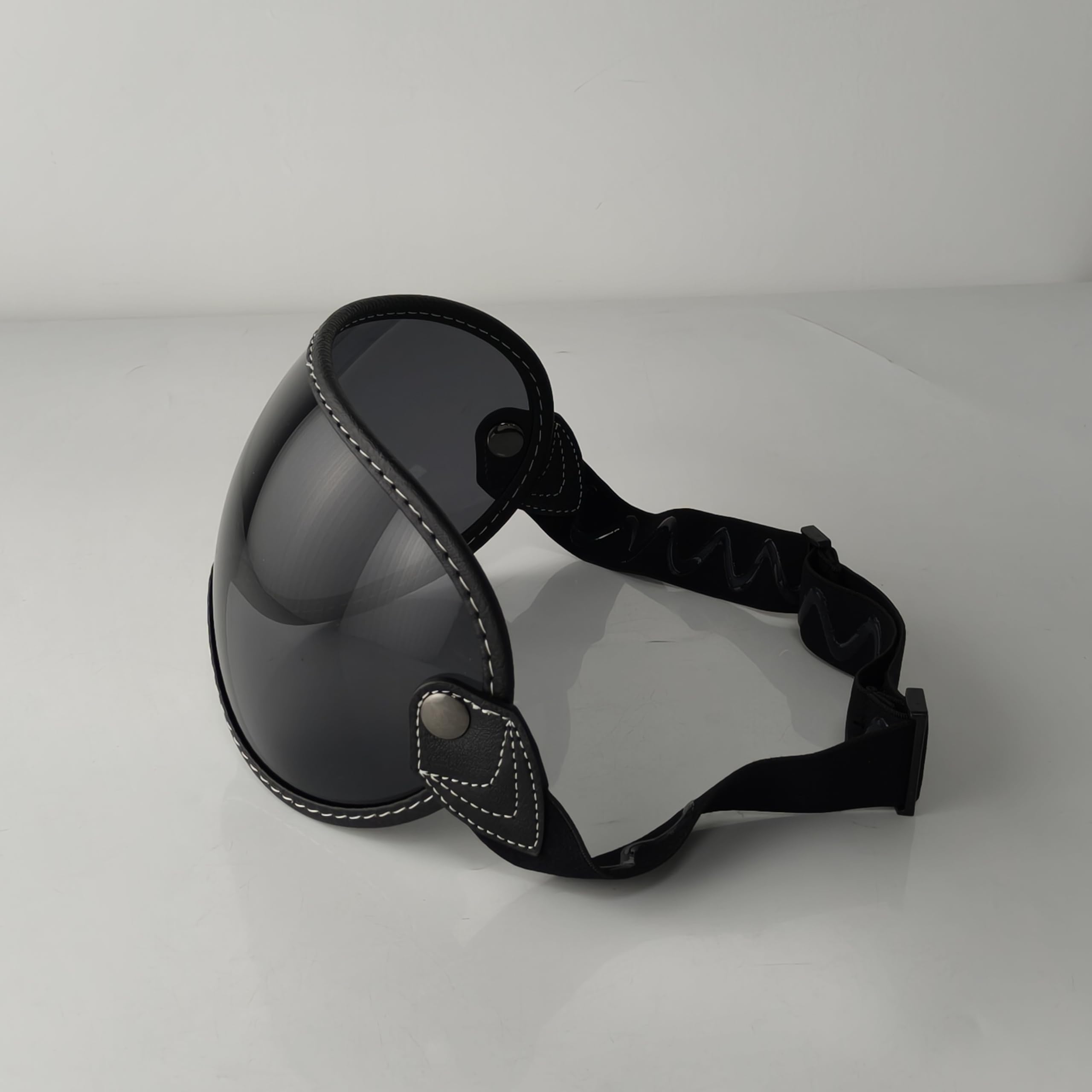 Motociclo Visiera Universale for Casco Jet 3/4, con Lente a Bolla, Parabrezza for Moto, capacete, for da (Trasparente)(Deep Black)