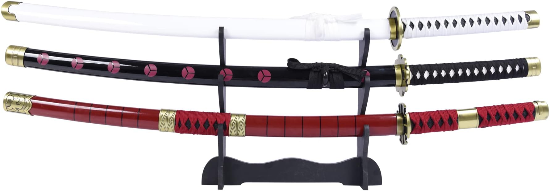 sanshimoxing zoro sword set Handmade Katana Cosplay Anime Sword Roronoa Zoro Swords Sky Feather Slash Purple White Black Yama Enma JapaneseSamurai Sword (3 Piece Set)