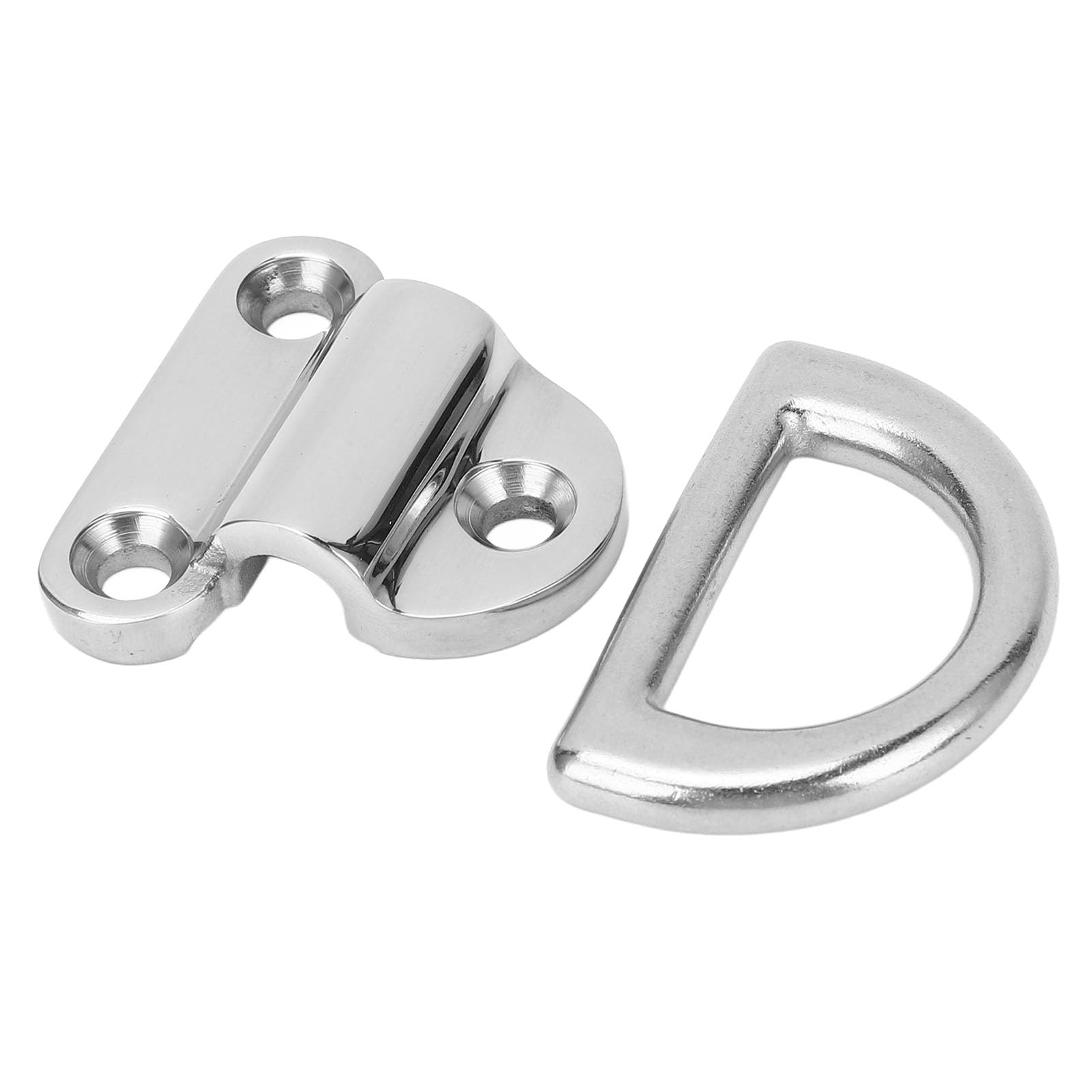 Qcwwy Marine Grade Folding Pad Eye D Ring Tie Down Pad Eye for Boat Yacht, Rustproof Stainless Steel 316, 2pcs (6mm)