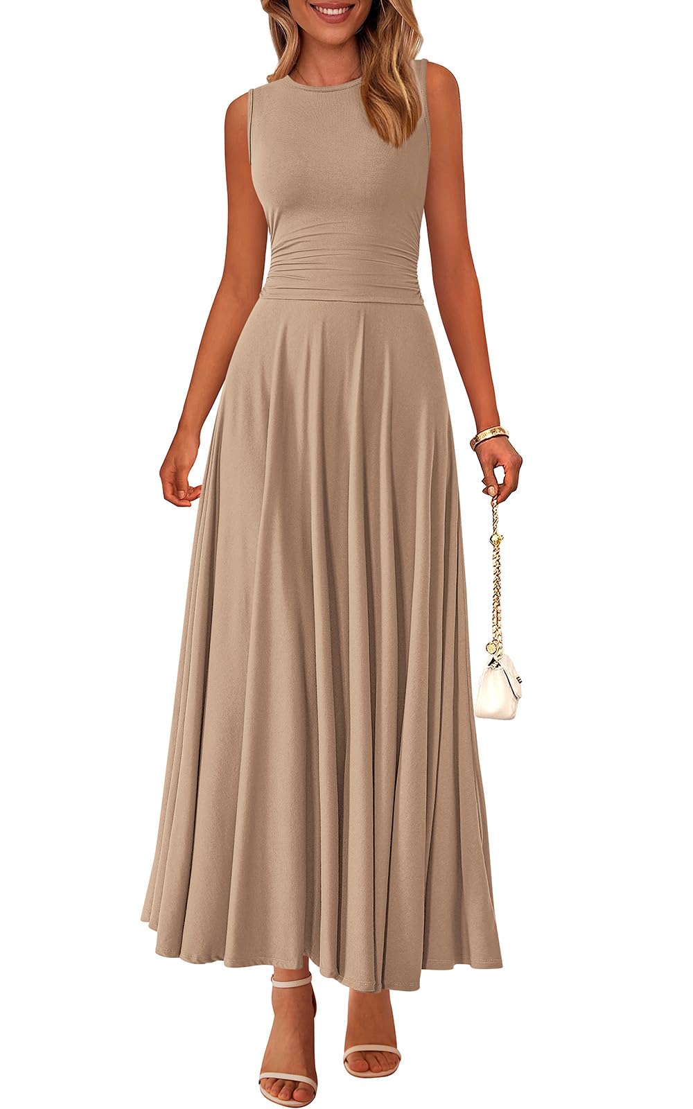 PRETTYGARDEN Womens Sleeveless Summer Dresses 2026 Flowy Aline Maxi Dress