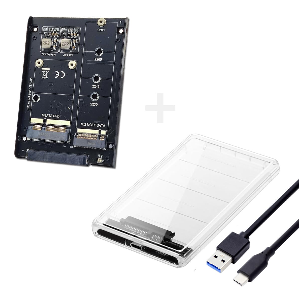 Amazon.com: ChenYang MSATA ＆ M.2 NGFF SATA SSD 2 in 1 Combo JBOD Adapter  with 2.5 USB C Hard Drive Enclosure : Electronics