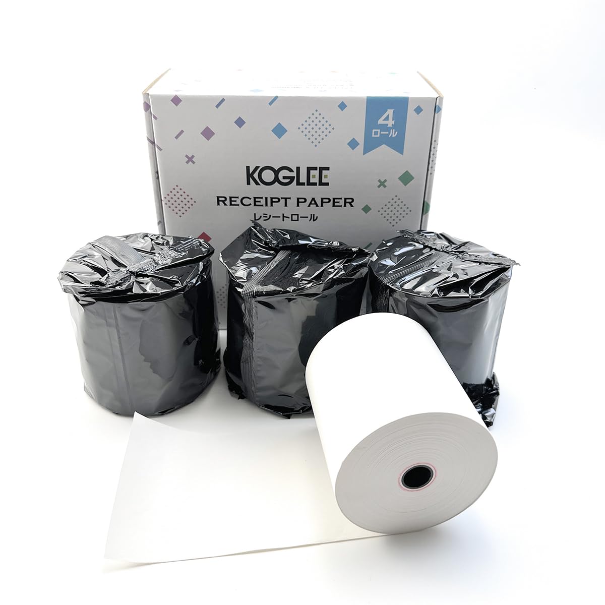 Amazon.co.jp: KOGLEE レシートロール【4巻入】約80mm幅×80mm外径×12mm