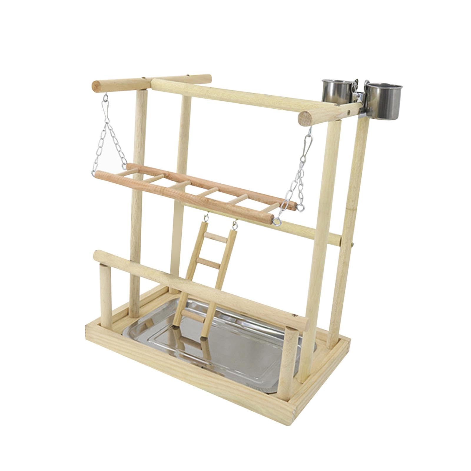 Papageien-Spielplatz, Sitzstange, Plattform, Übungskäfig, Zubehör, Vögel, Kauspielzeug, Holzspielständer for Turteltauben, Wellensittiche, Sittiche/1294/1174