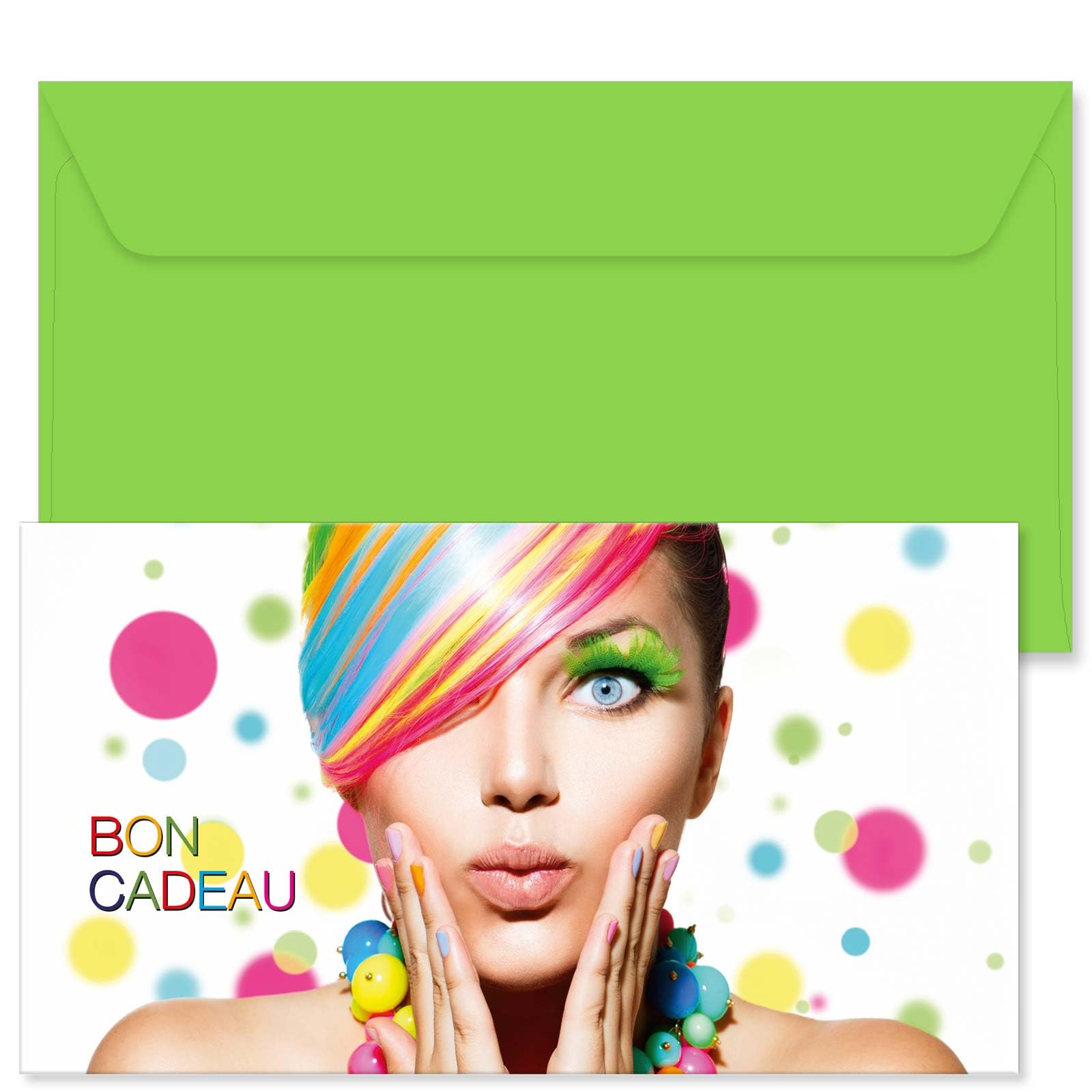 POS BON - 100 bons cadeaux à remplir avec enveloppe - formulaires imprimés pour des salons de coiffure K1266F-1-100-V1