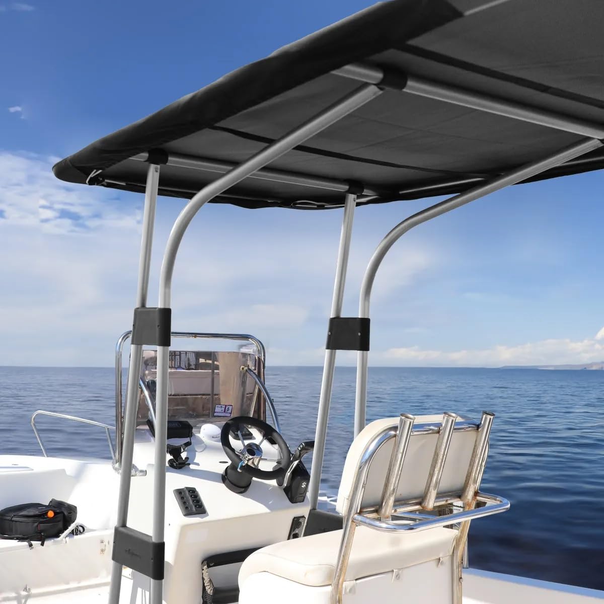 Oceansouth T-Top standard per barca, Ø32 mm, in alluminio (nero, larghezza 1,4 m)