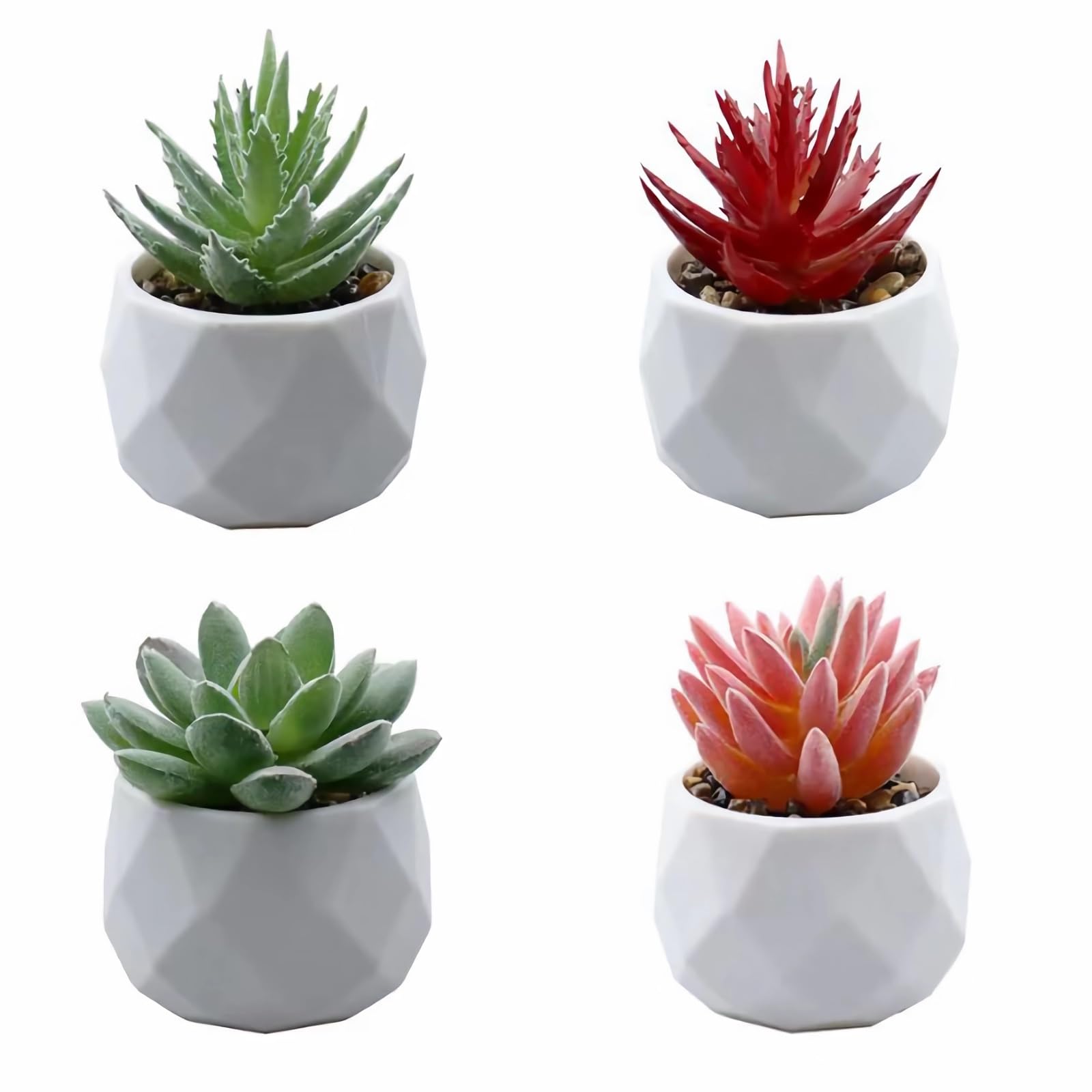 KooteenYao Faux Succulents in Pots, 4 Pcs Artificial Plants in Pots, for Room Kitchen Garden Office Shelf Wall Decor Wall Decoration Indoor & Outdoor