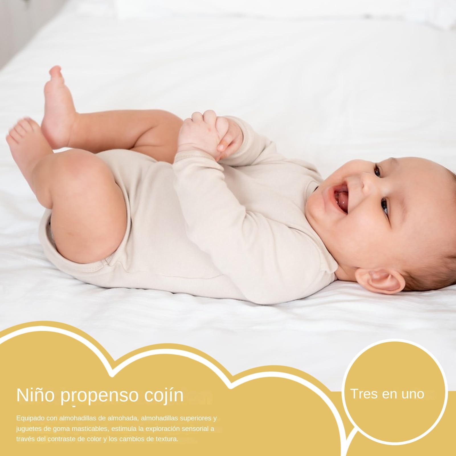 Tapete De Juegos Con Almohada Para Tummy Time Desmontable Sensorial