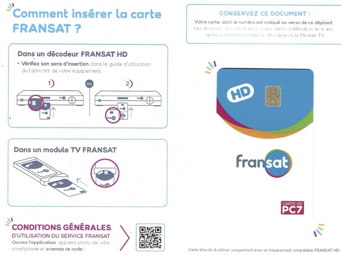 Carte FRANSAT PC7 HD - VALIDE 4 Ans + Porte-Cartes en Aluminium avec Blocage RFID
