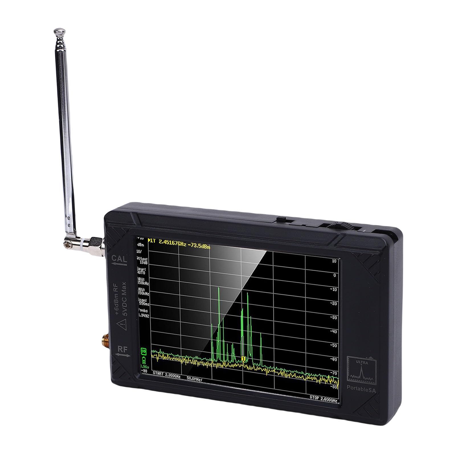 Bewinner Analizador de Espectro Handheld Tiny, 100kHz a 5.3GHz 2 en 1 Analizador de Frecuencia y Generador de Señal, Pantalla Táctil de 4 Pulgadas con Modo Ultra, Batería de 3000 MAh,
