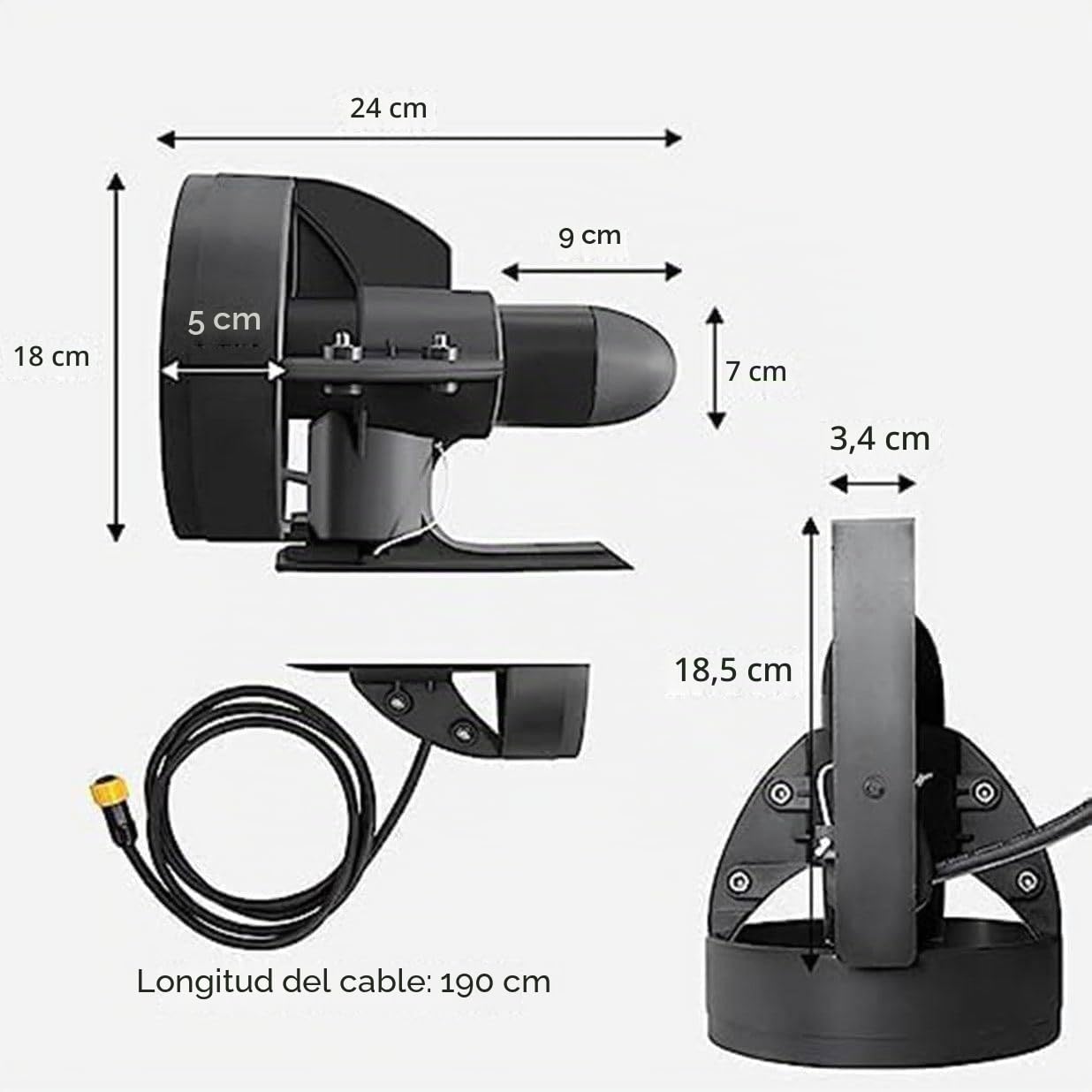 Aleta motorizada eléctrica de 288 W y 12 V con sistema de propulsión de propulsión subacuática, tabla de surf alimentada por batería y motor SUP para kayaks, barcos de pesca, tablas de remo (4-5 km/h)