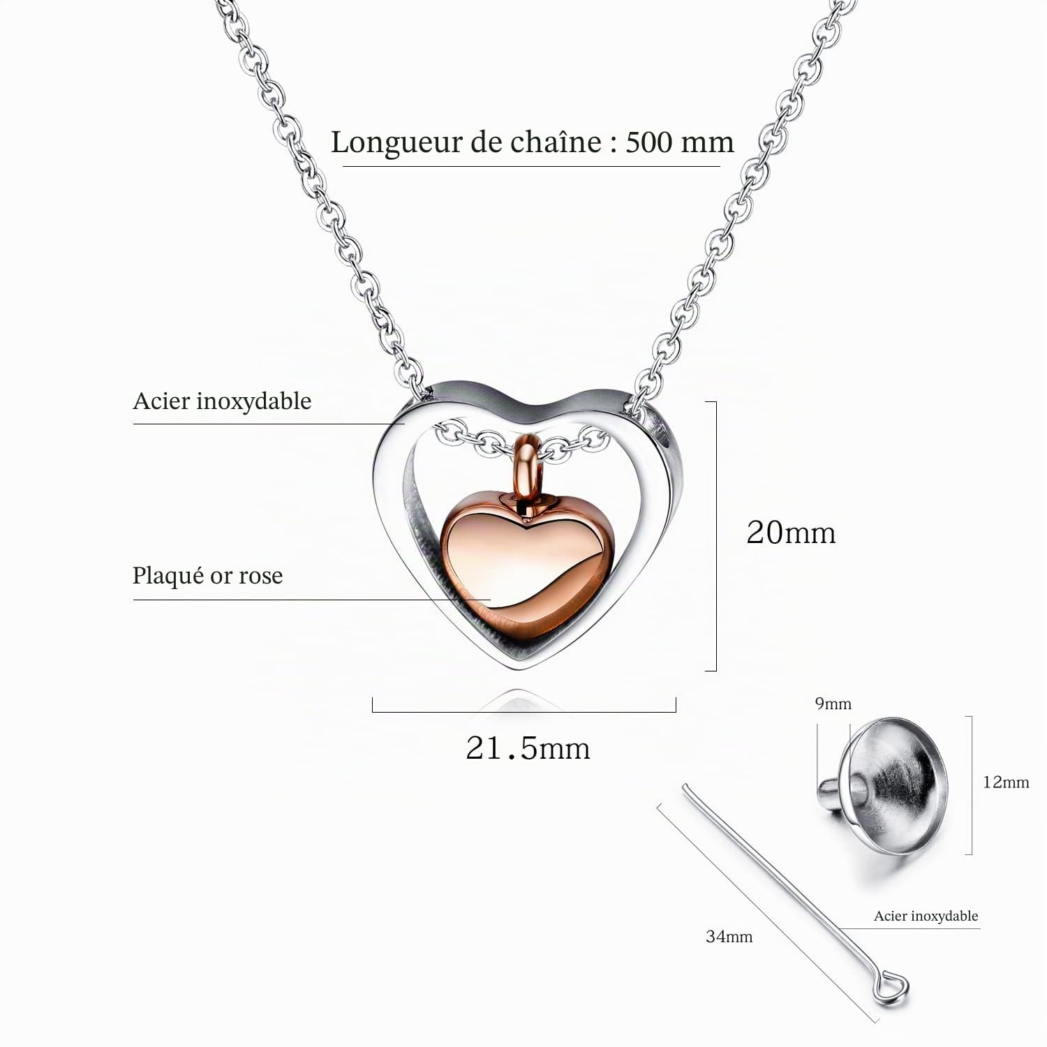 Collier Pendentif Urne Homme Femme Colliers Urnes pour Cendres Urne Chaine Colier Acier Bar Urne Collier Urne de Crémation Pendentif pour Memorial Souvenirs de Bijoux Pendentif Urne pour Cendres