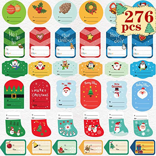 Joy Bang Gift Tags Sticker Christmas Labels Self Adhesive Christmas Gift Label Stickers Christmas Name Stickers to and from Labels Stickers for Gift Holiday Xmas Gift Greeting Tags Stickers