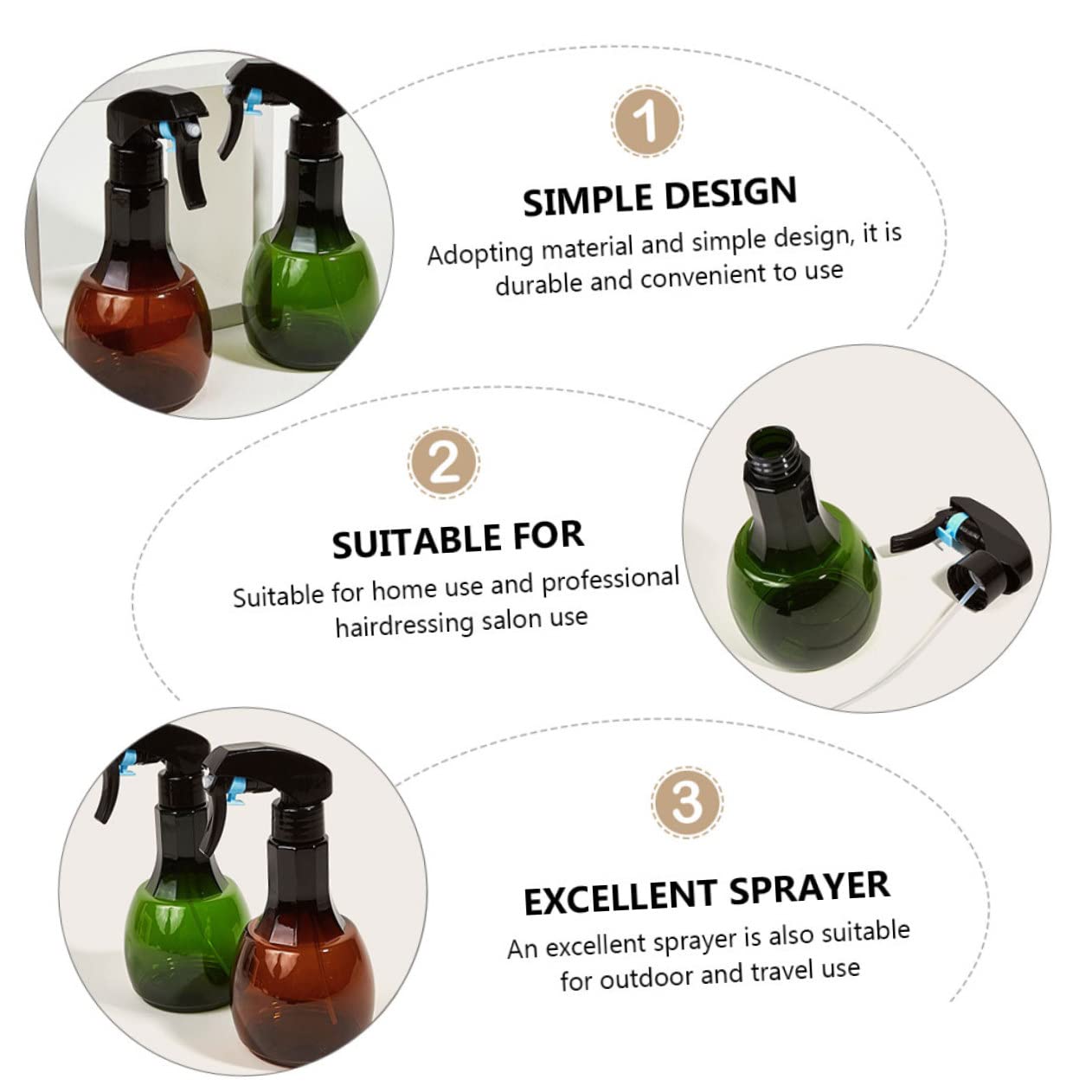 POPETPOP 6stücke Sprühflaschen Für Friseure Automatischer Hochdruck-sprayer Für Und Gartenbewässerung Braun Und Grün Nachfüllbar Für Salon Und Zuhause