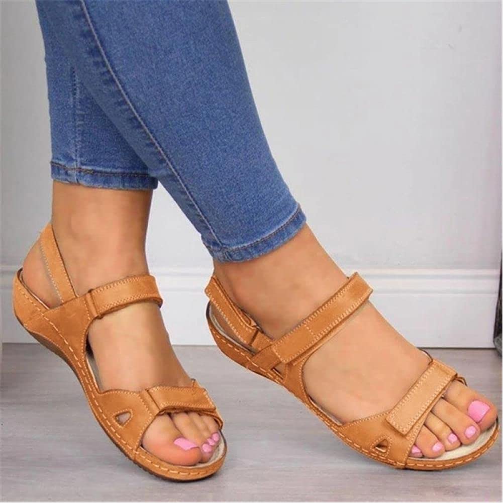WEDFGX Women Sandals Soft Stitching Ladies Sandals Comfortable Flat Sandals Women Open Toe Beach Shoes Woman Footwear