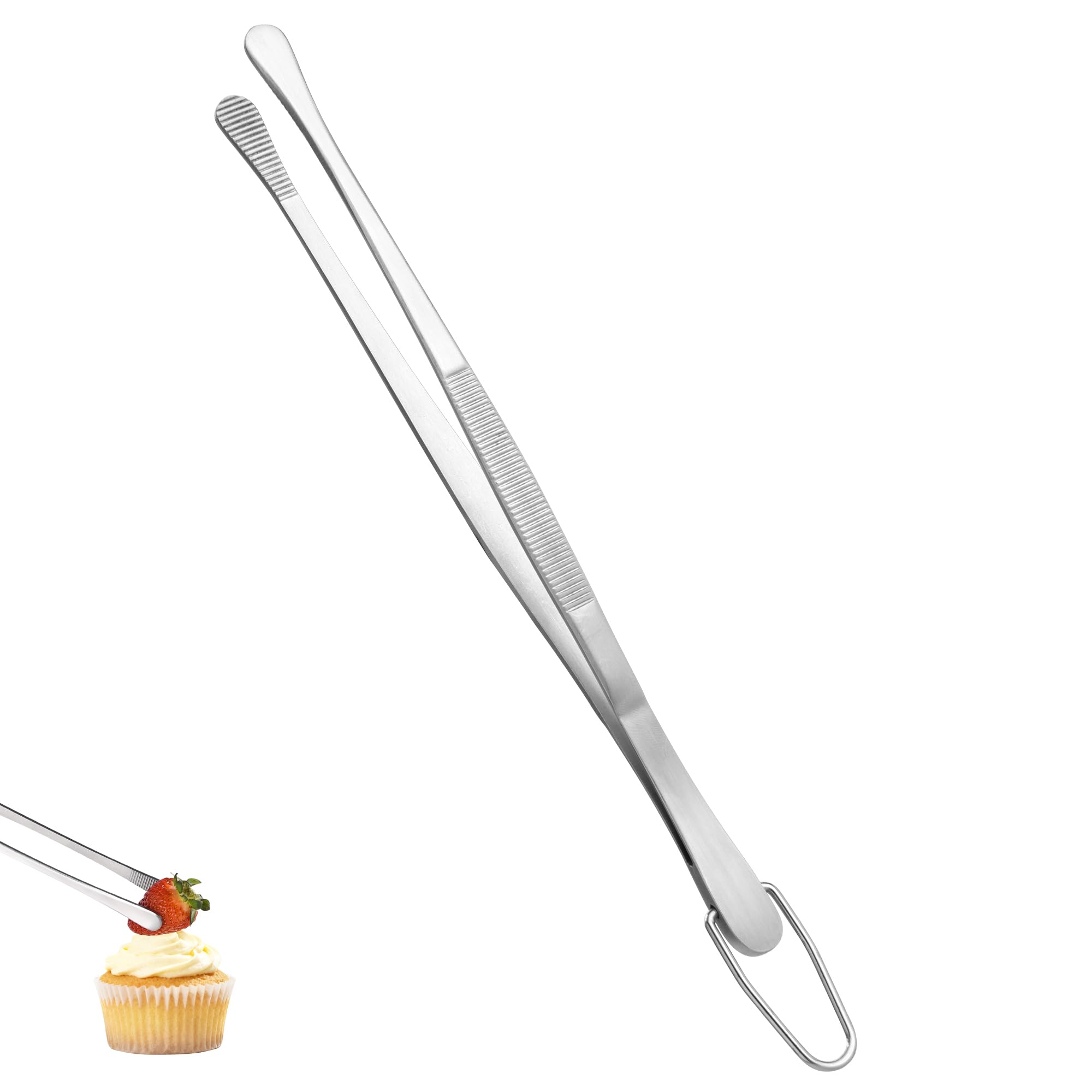 U-Taste Kitchen Cooking Tweezer, 18/8 Stainless Steel Tong, 8in/Round Tip