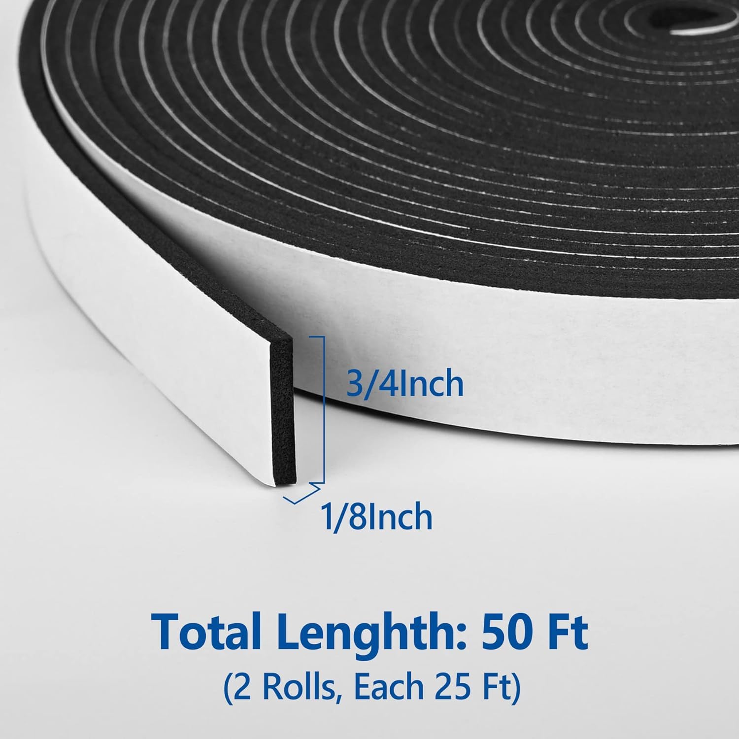 2 Rolls Self Adhesive Foam Tape Weatherstrip 13mm(W) X3mm(T) X10.1m (L
