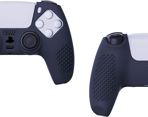 Vista 7 de eXtremeRate PlayVital - Funda de silicona antideslizante con tachuelas en 3D azul medianoche para controlador PS5, protector de goma suave