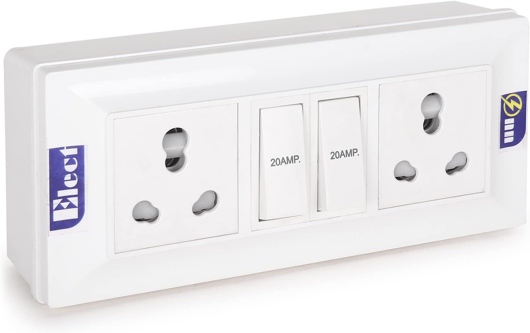 Elect-onn Premium Extension Board Heavy Duty Surge Protector Four Two Pin Sockets Two 6Amp Sockets 2.5mm Long Wire Cable Cord(18Meter) with 16Amp Power Plug