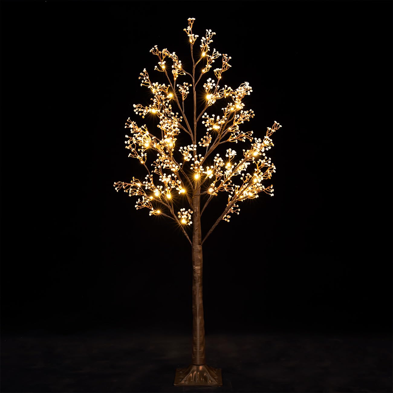 Tybeeu 4ft Lighted Baby's Breath Tree with Warm White LED Lights for Holiday Decor - Dimmable, UL Certified, Waterproof - Ideal for Indoor and Outdoor Decoration
