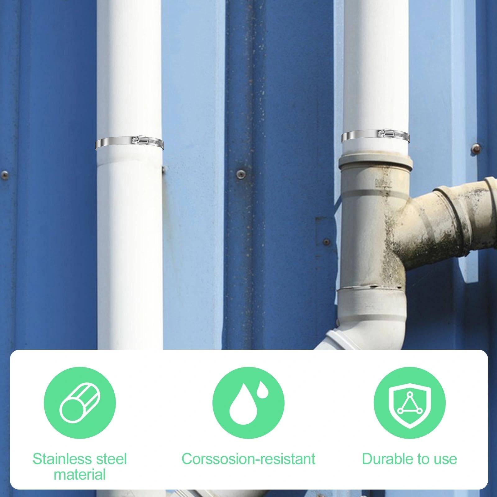 Abrazaderas Metalicas(141-165Mm), Manguera Tuberia Metal para Tubos de Agua Acero Inoxidable, Metálicas Abrazadera de Tubo, Metalica de Tubería, para Fijacción Mangueras y Tubería de Agua