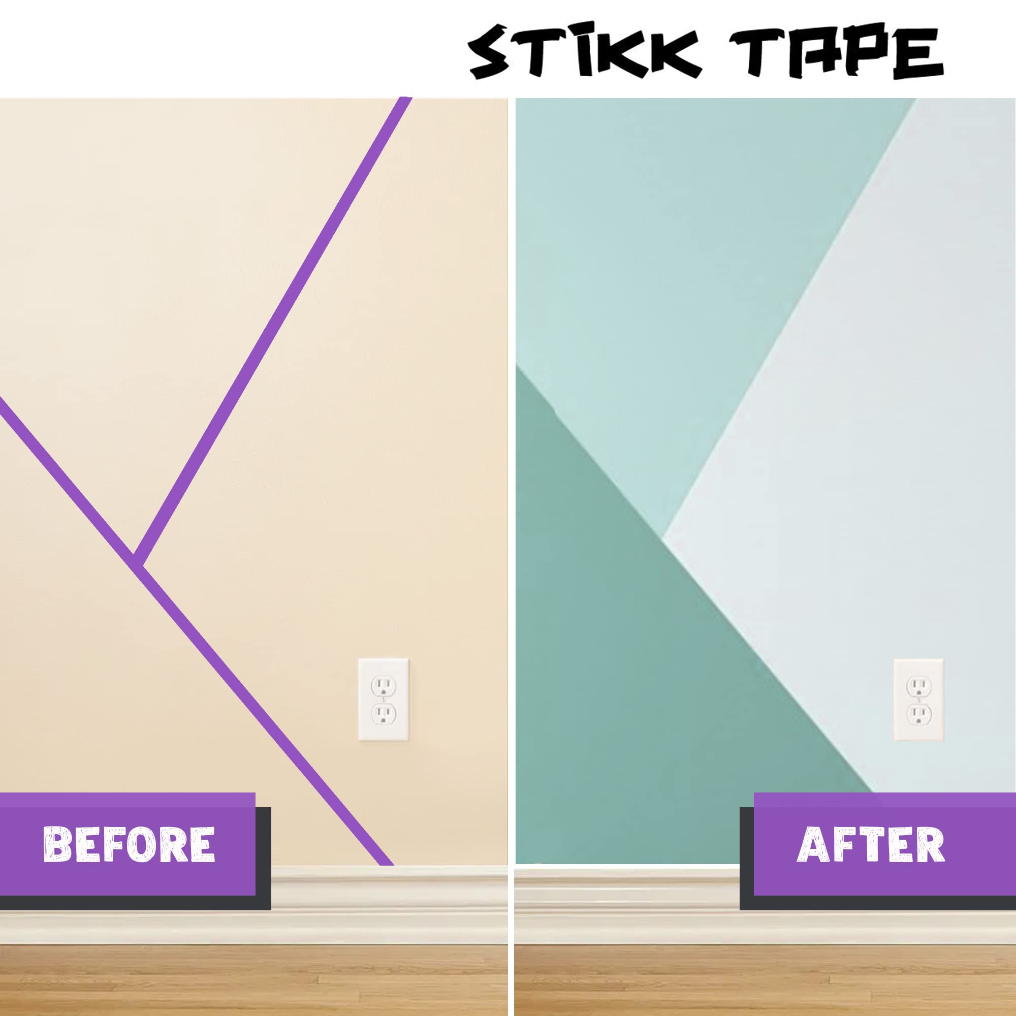STIKK Cinta adhesiva para pintores de 1/4 pulgadas x 60 yardas, color morado, 14 días de limpieza, borde fino, cinta de carrocero de acabado estrecho (0,25 pulgadas x 6 mm)